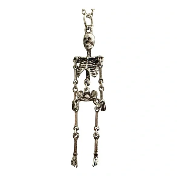 Silver Skeleton Pendant Necklace He moved about ! - Picture 4 of 7